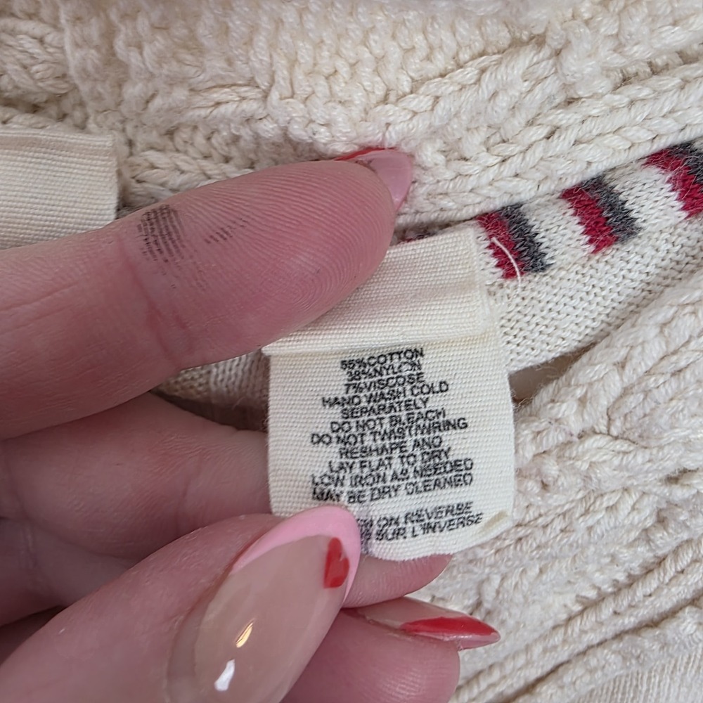 MOTH Anthropologie Cream Knit Half Sleeve Cropped Neutral Sweater Size Small - Picture 5 of 7